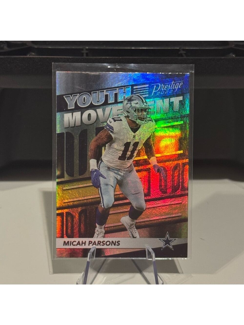 2022 Panini Prestige Micah Parsons Hologram card. Dallas cowboys